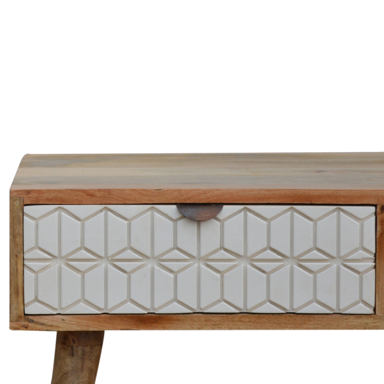 in449 sleek white carved coffee table