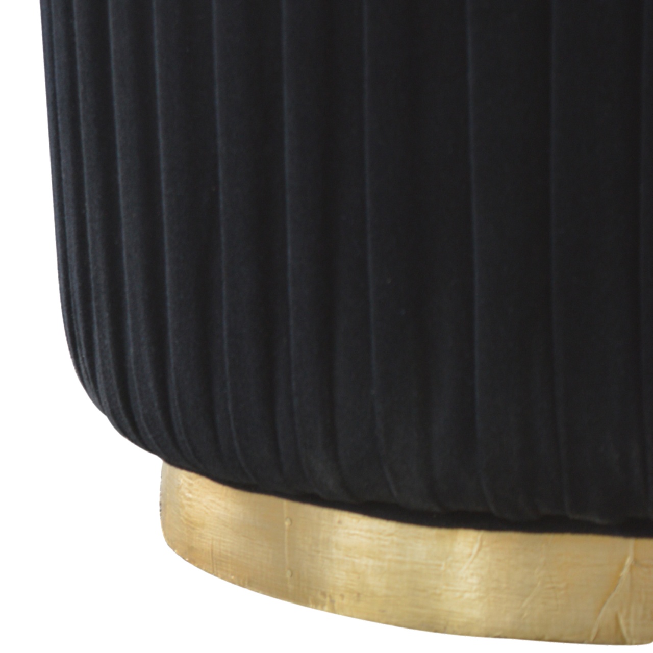 in519 black cotton velvet pleated footstool with gold base