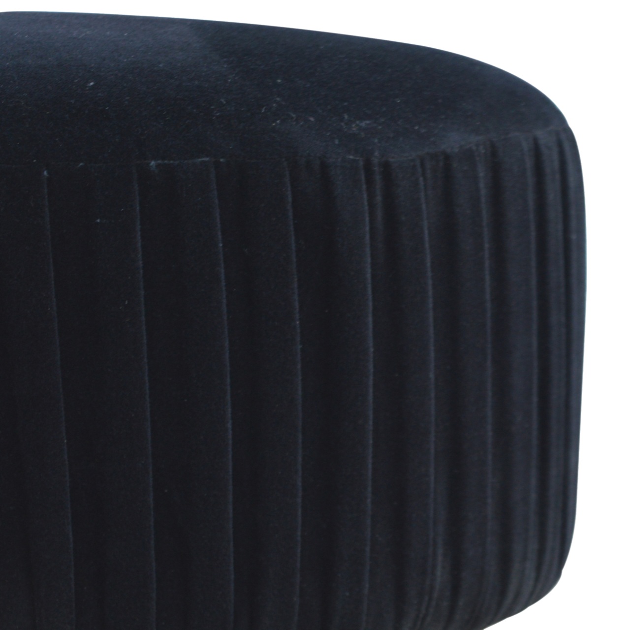 in519 black cotton velvet pleated footstool with gold base