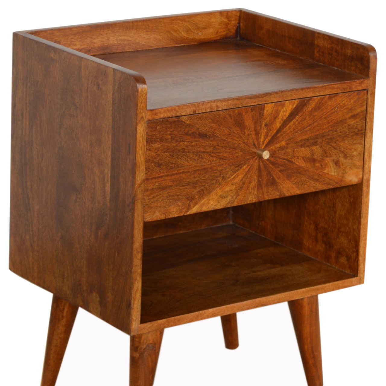 in997 sunrise patterned chestnut bedside