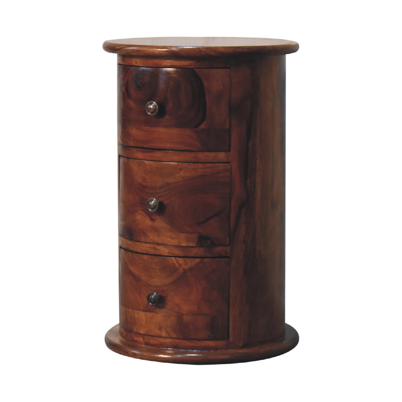 3 Drawer Chestnut Sheesham Drum - Image 3