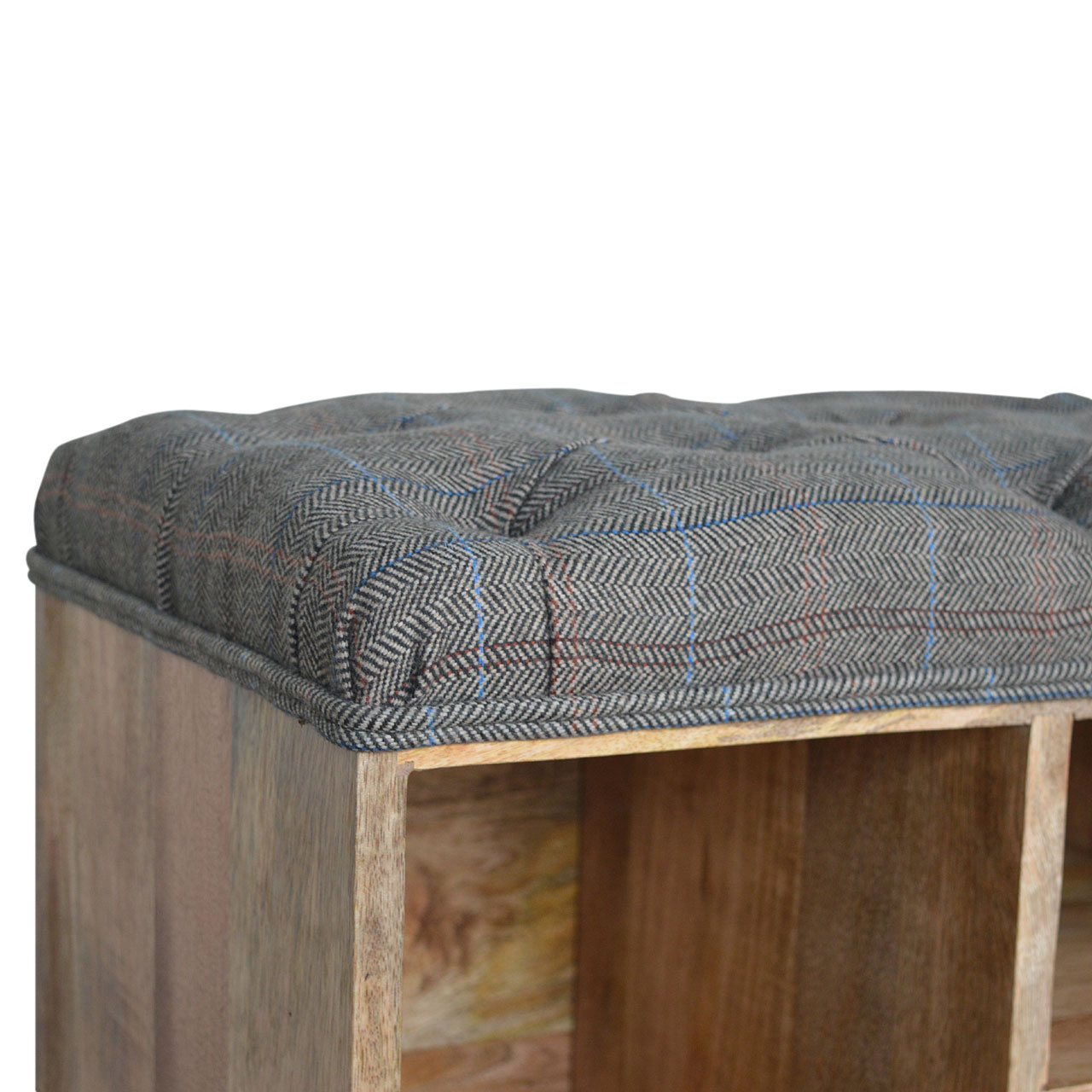 multi tweed 6 slot shoe storage bench