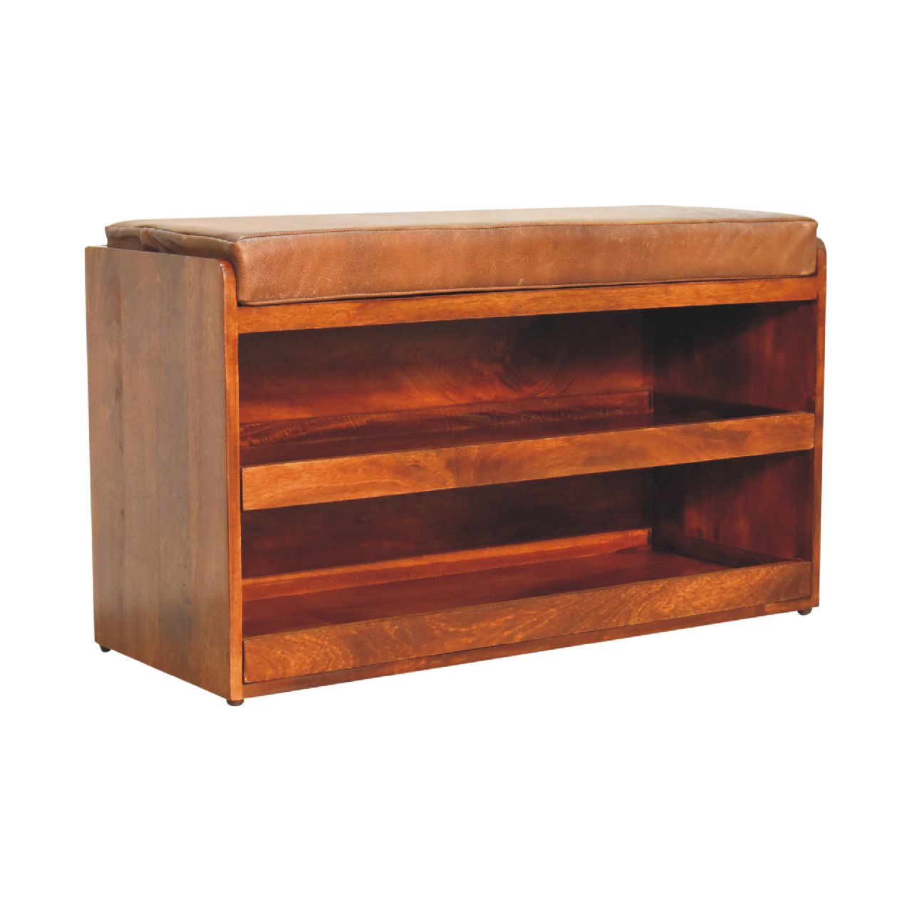 in3575 buffalo hide pull out chestnut shoe storage bench