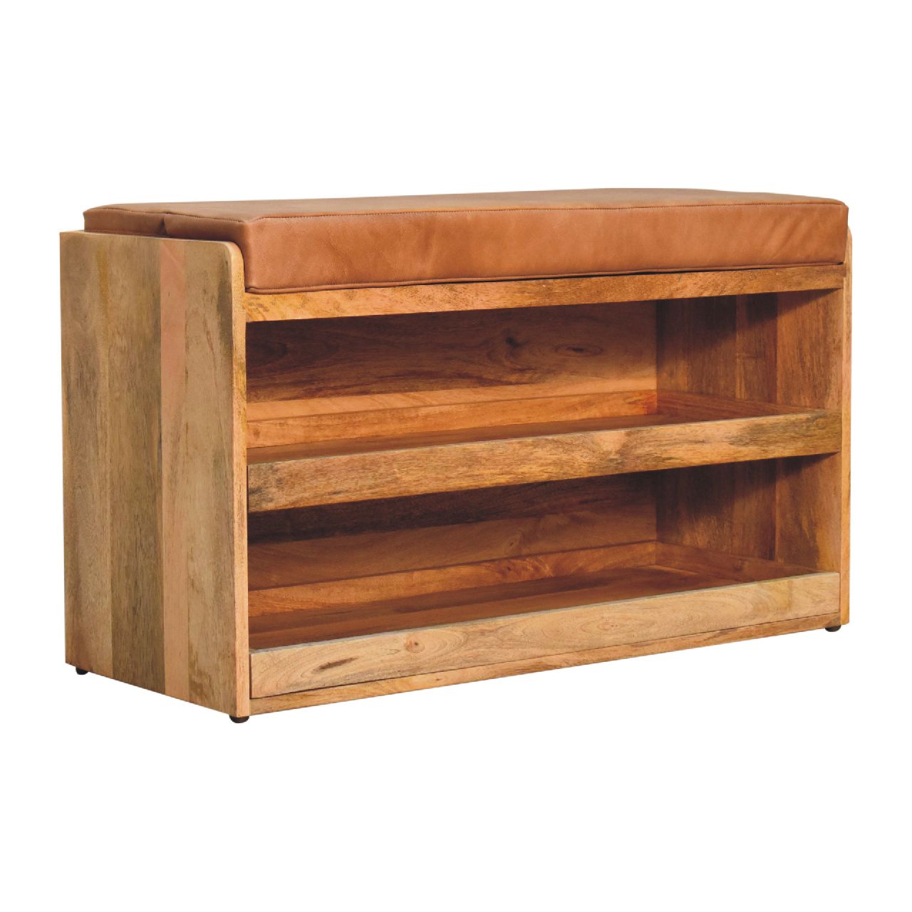 in3582 buffalo hide pull out oak ish shoe storage bench