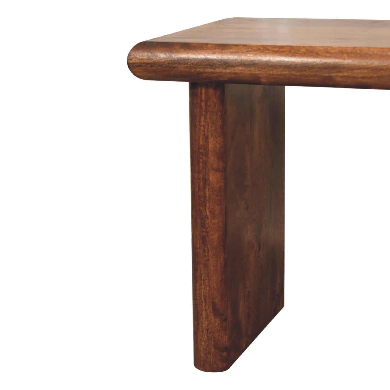 Wooden table corner isolated on white background.