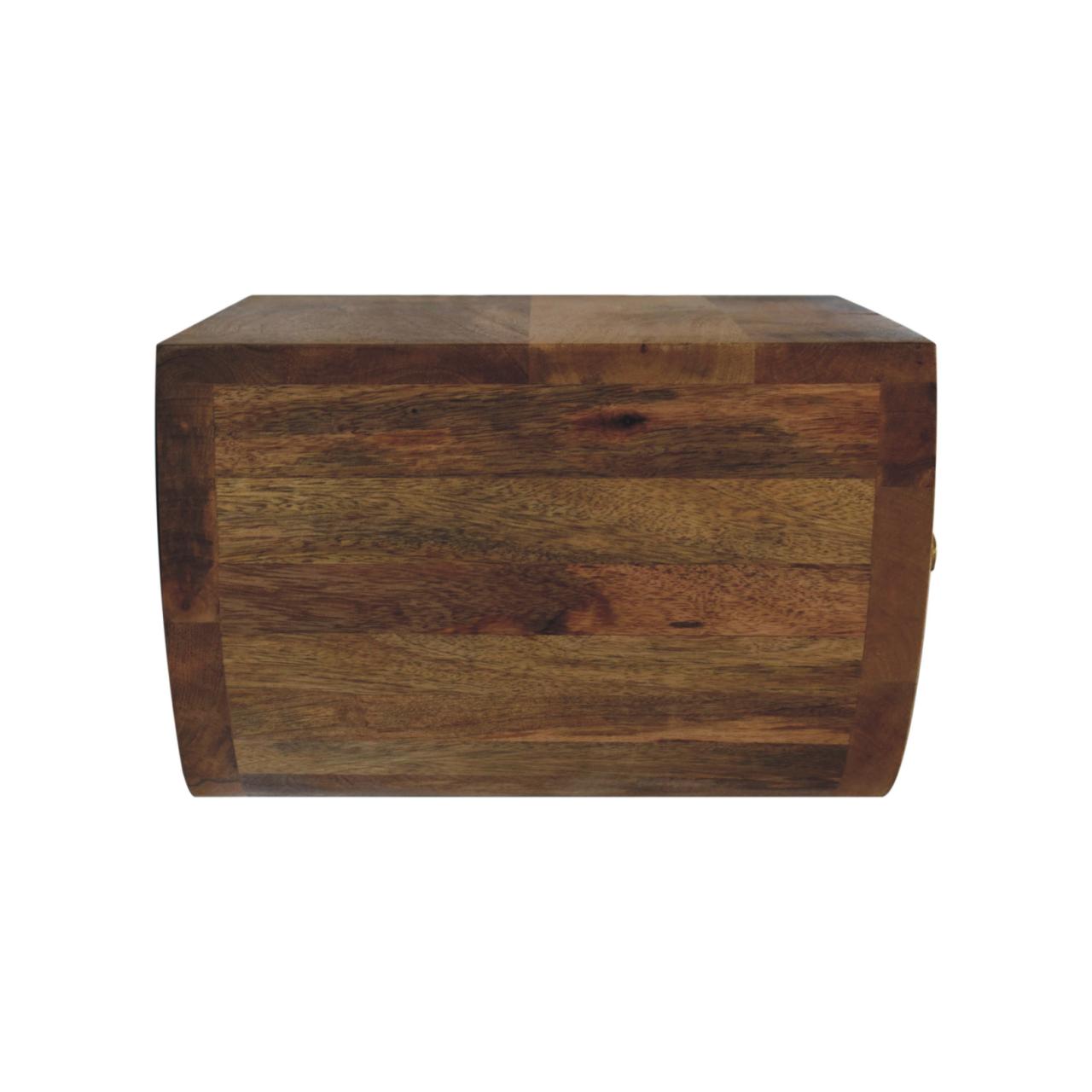 Wooden storage box on white background.