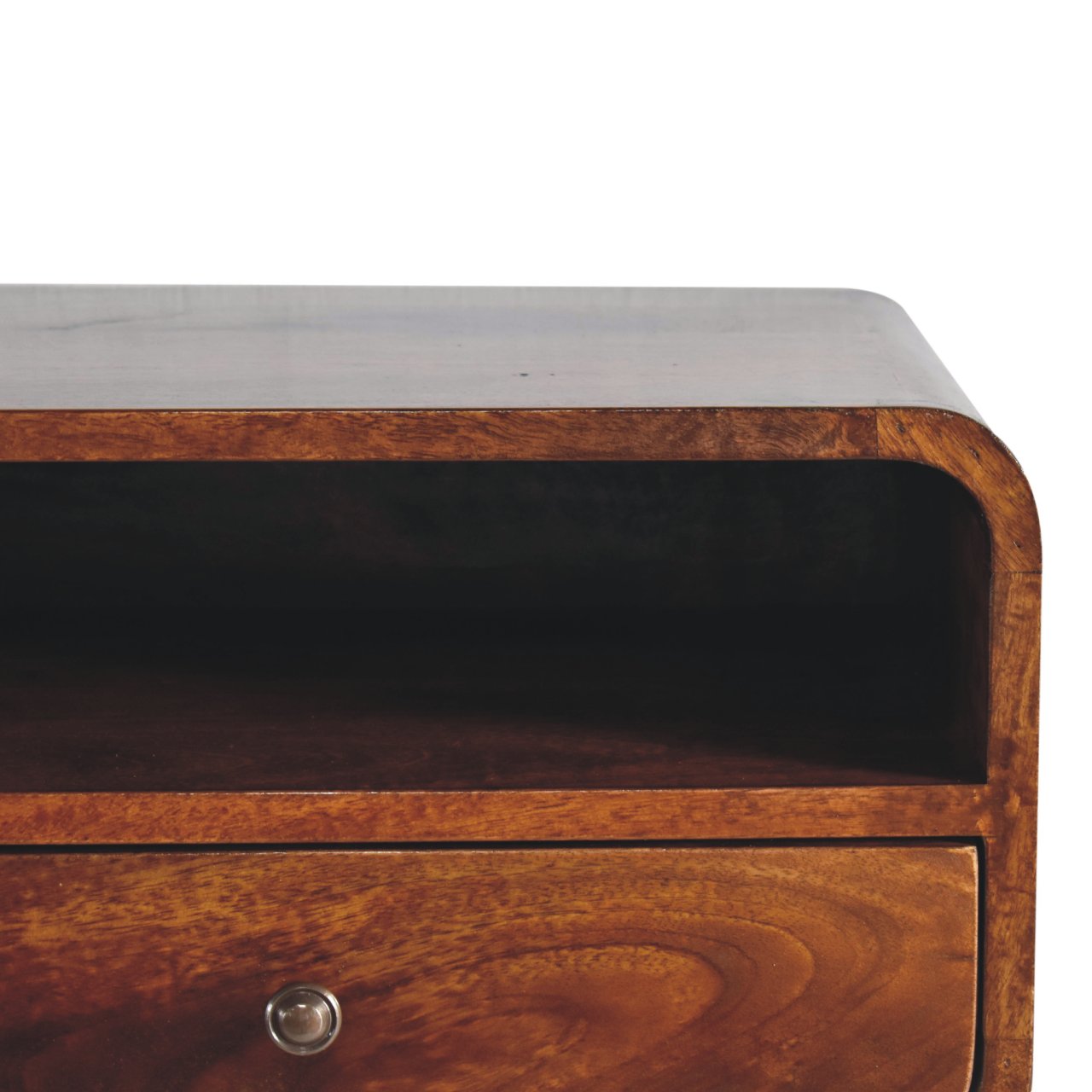 Large Chestnut Curve Upper Slot Floating Bedside - Image 5