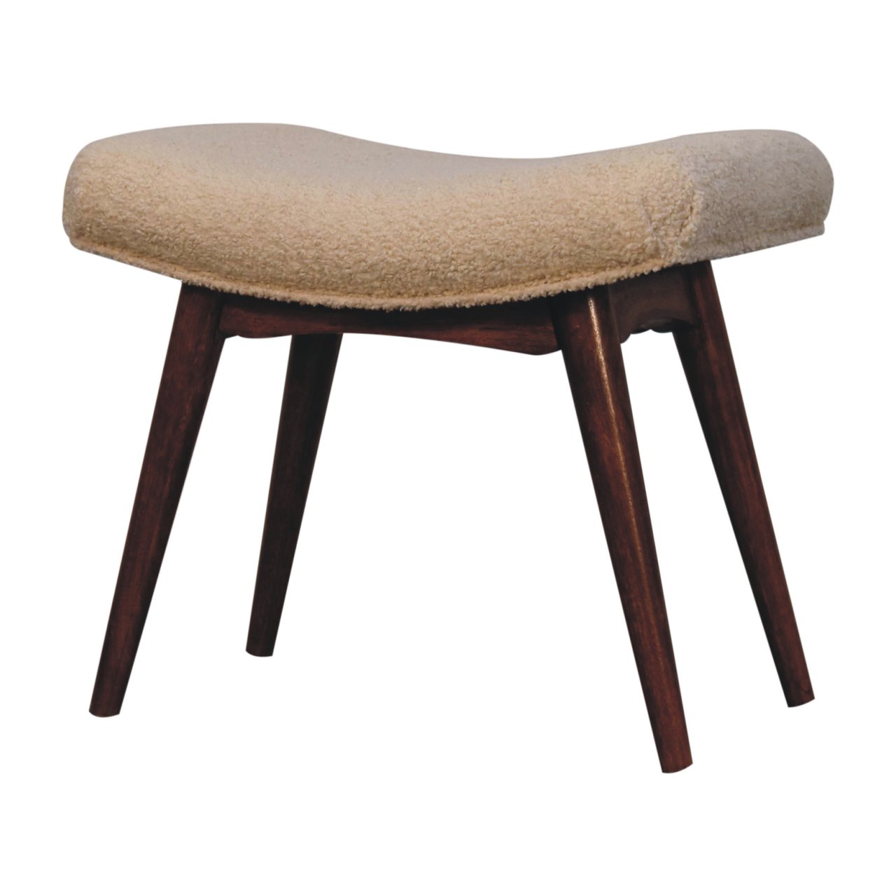 Honey Caramel Boucle Cream Curved Bench - Image 3