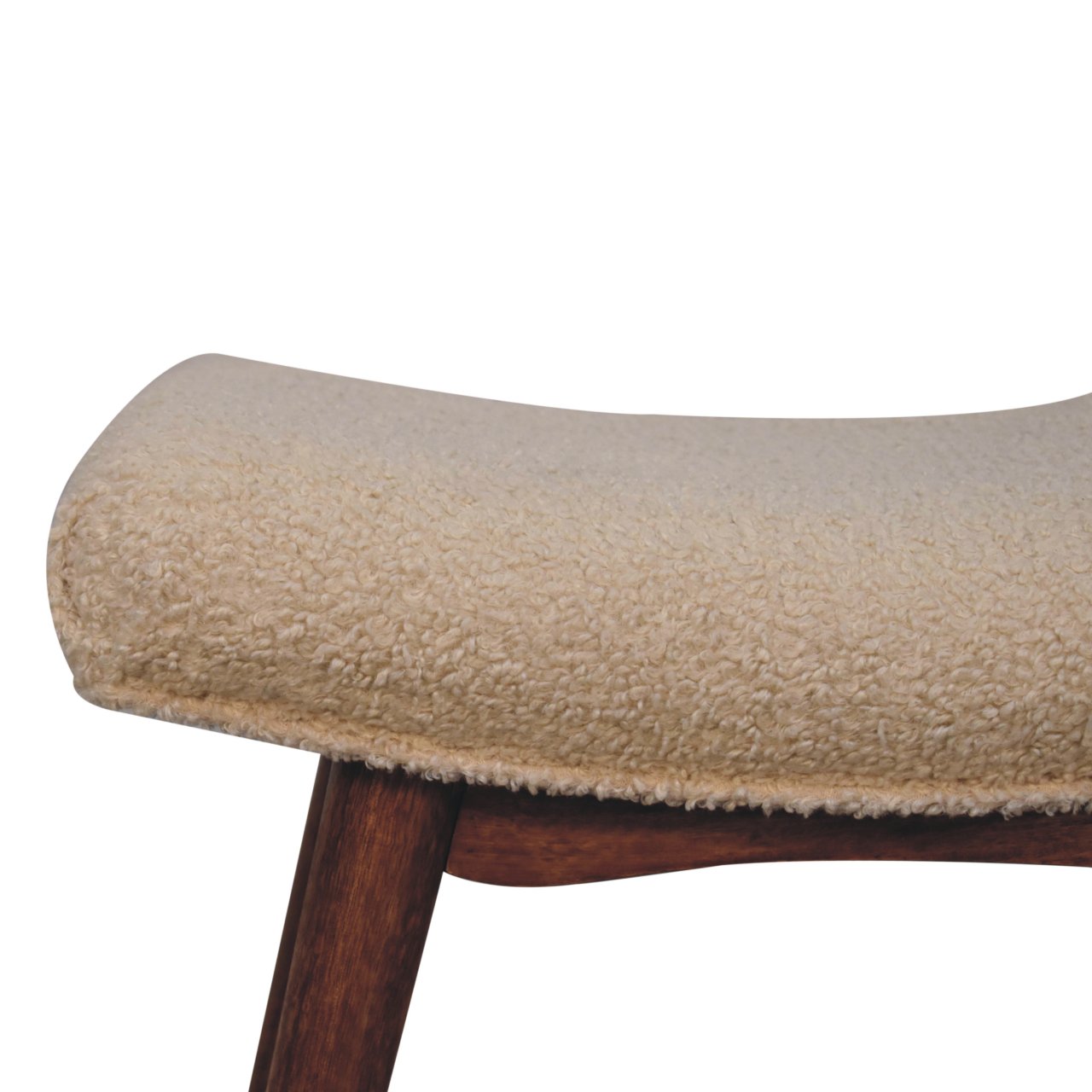 Honey Caramel Boucle Cream Curved Bench - Image 5
