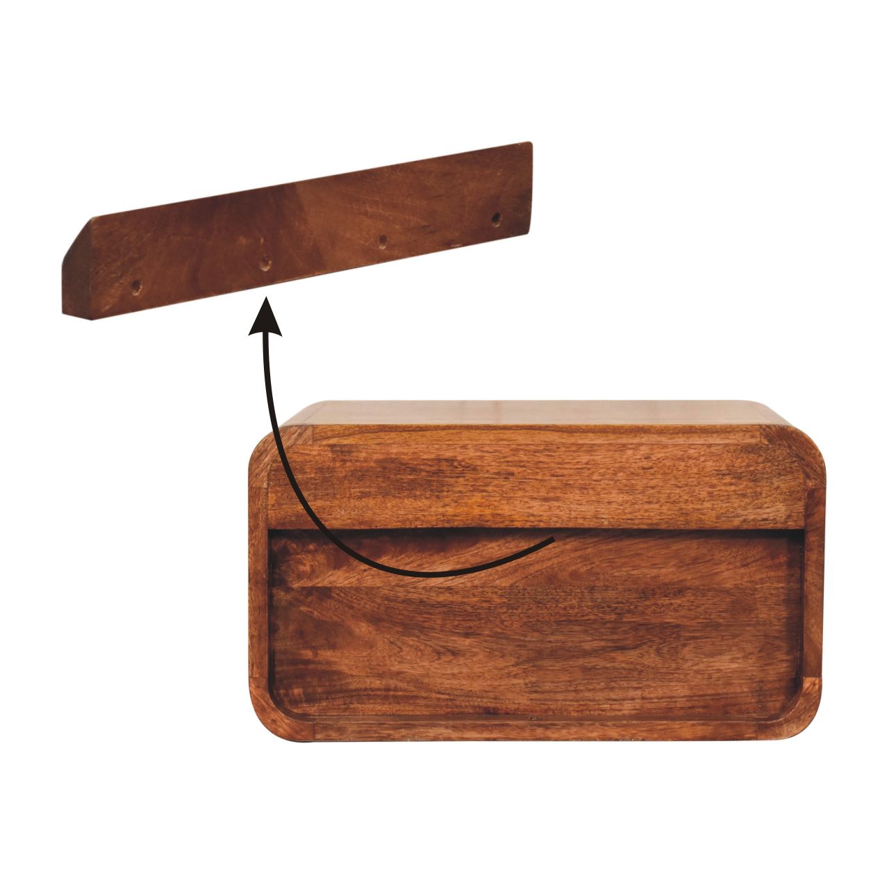 Curved Honey Caramel Wall Mounted Bedside with Open Slot - Image 9