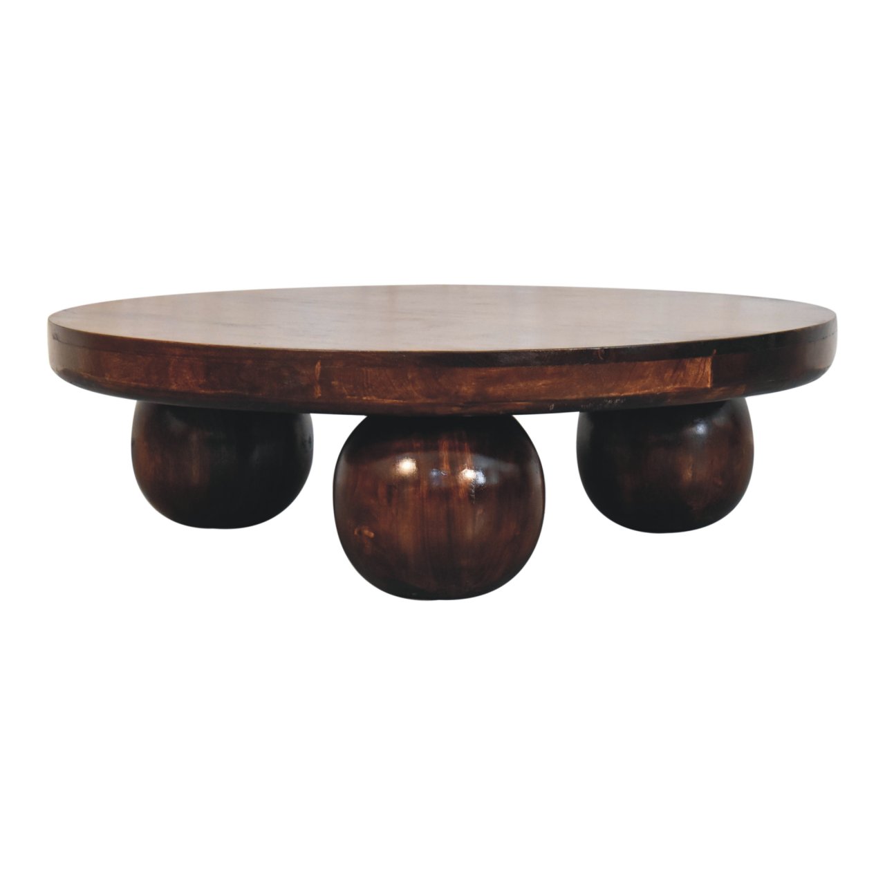 California Walnut Central Table with Ball Feet - Image 9
