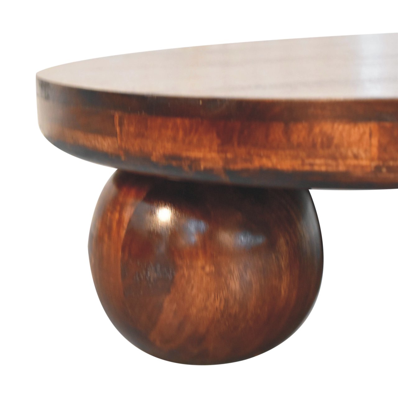 California Walnut Central Table with Ball Feet - Image 5