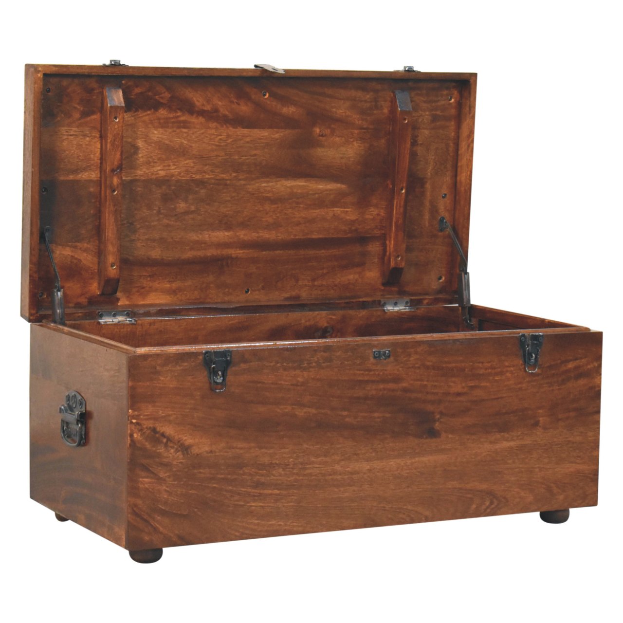 California Walnut White Linen Storage Trunk - Image 8
