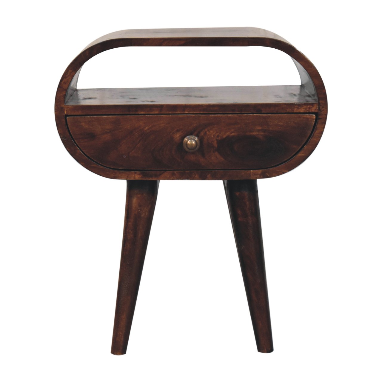 California Walnut Circular Bedside with Open Slot - Image 3