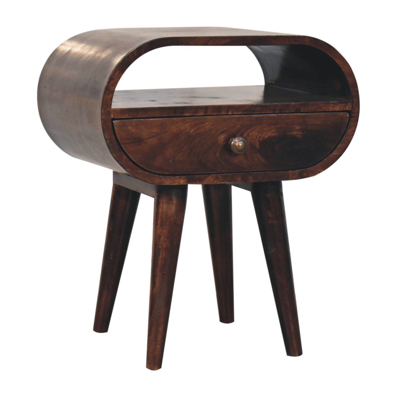 California Walnut Circular Bedside with Open Slot - Image 5