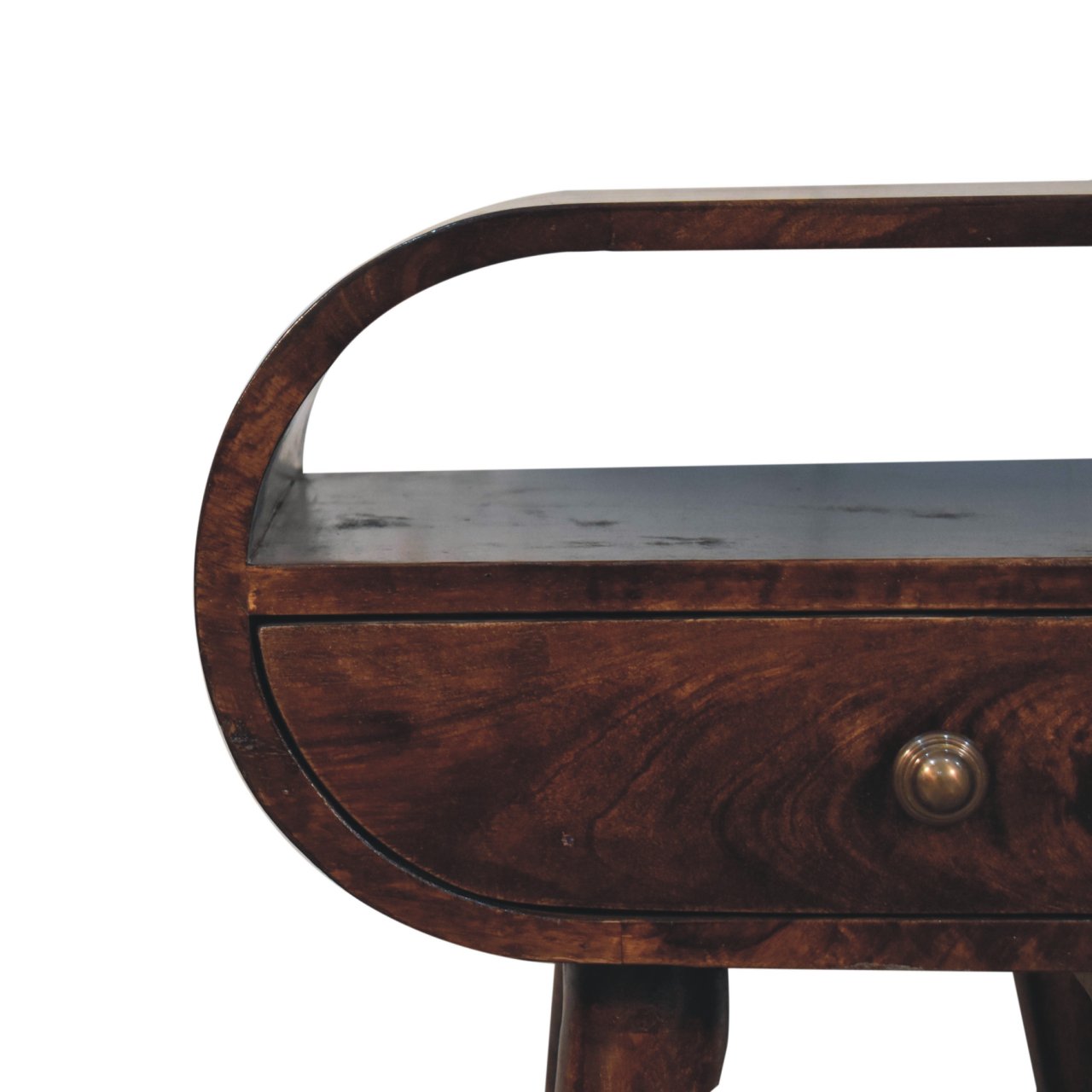 California Walnut Circular Bedside with Open Slot - Image 6
