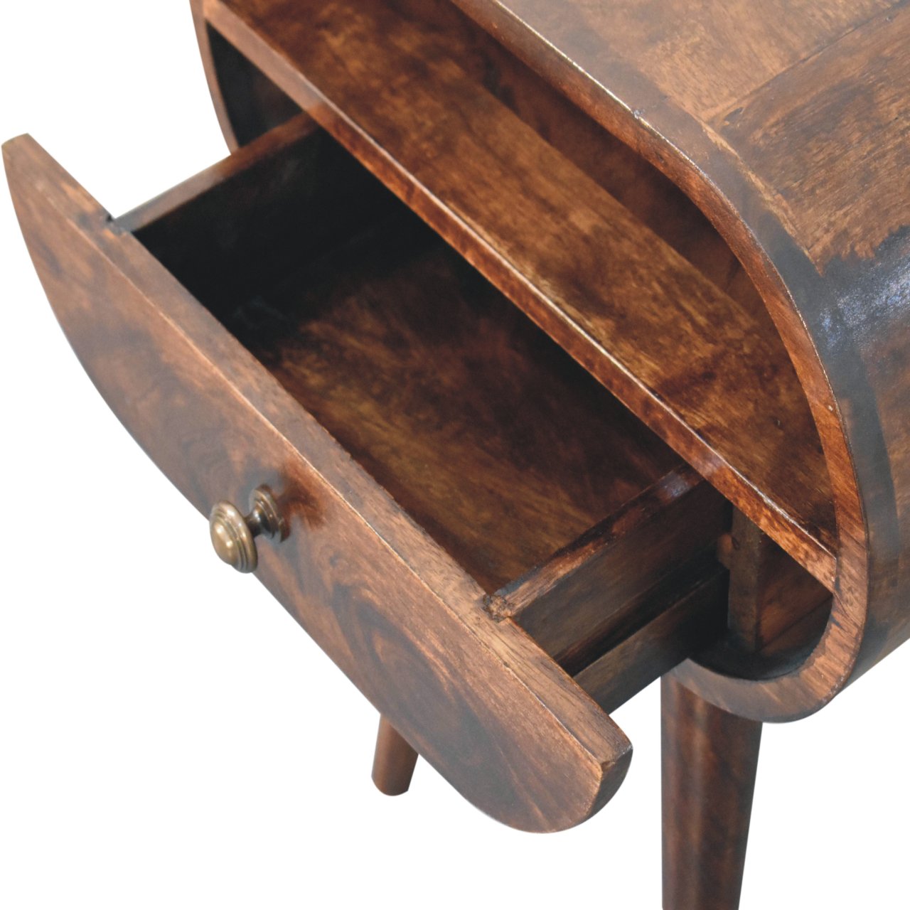 California Walnut Circular Bedside with Open Slot - Image 8