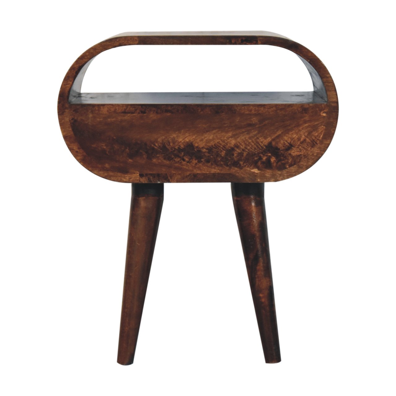 California Walnut Circular Bedside with Open Slot - Image 11