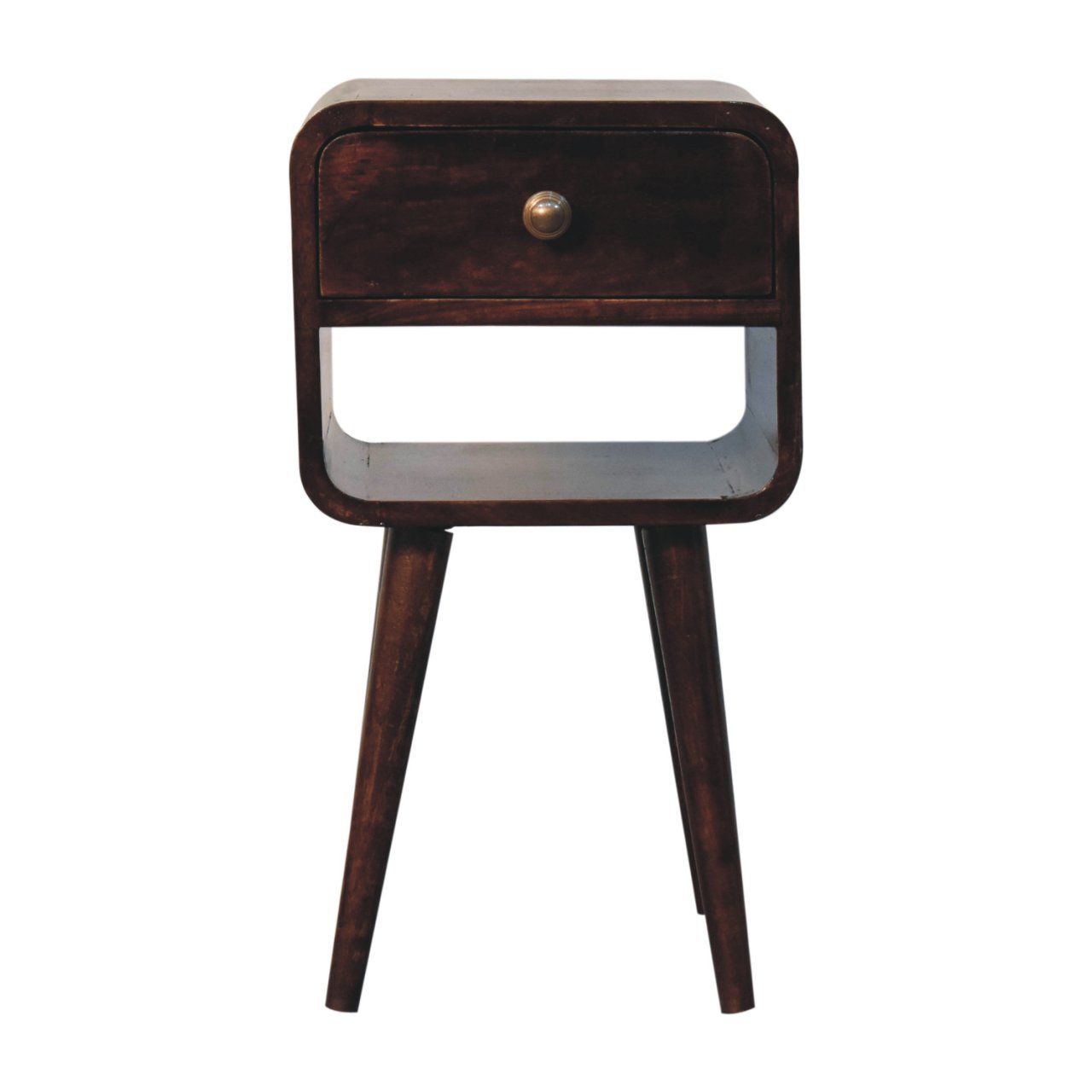 Mini California Walnut Curved Bedside with Lower Slot - Image 2