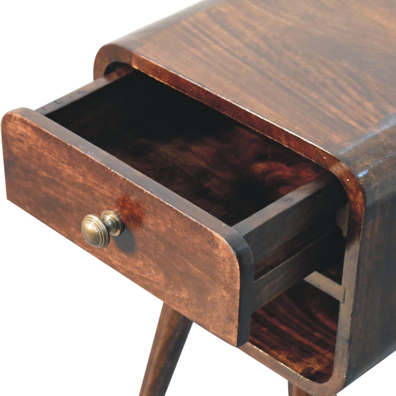 Mini California Walnut Curved Bedside with Lower Slot - Image 7