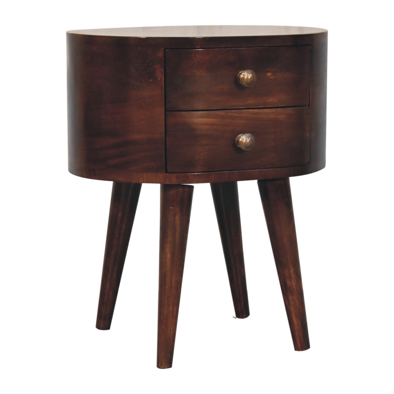 California Walnut Rounded Bedside Table - Image 3