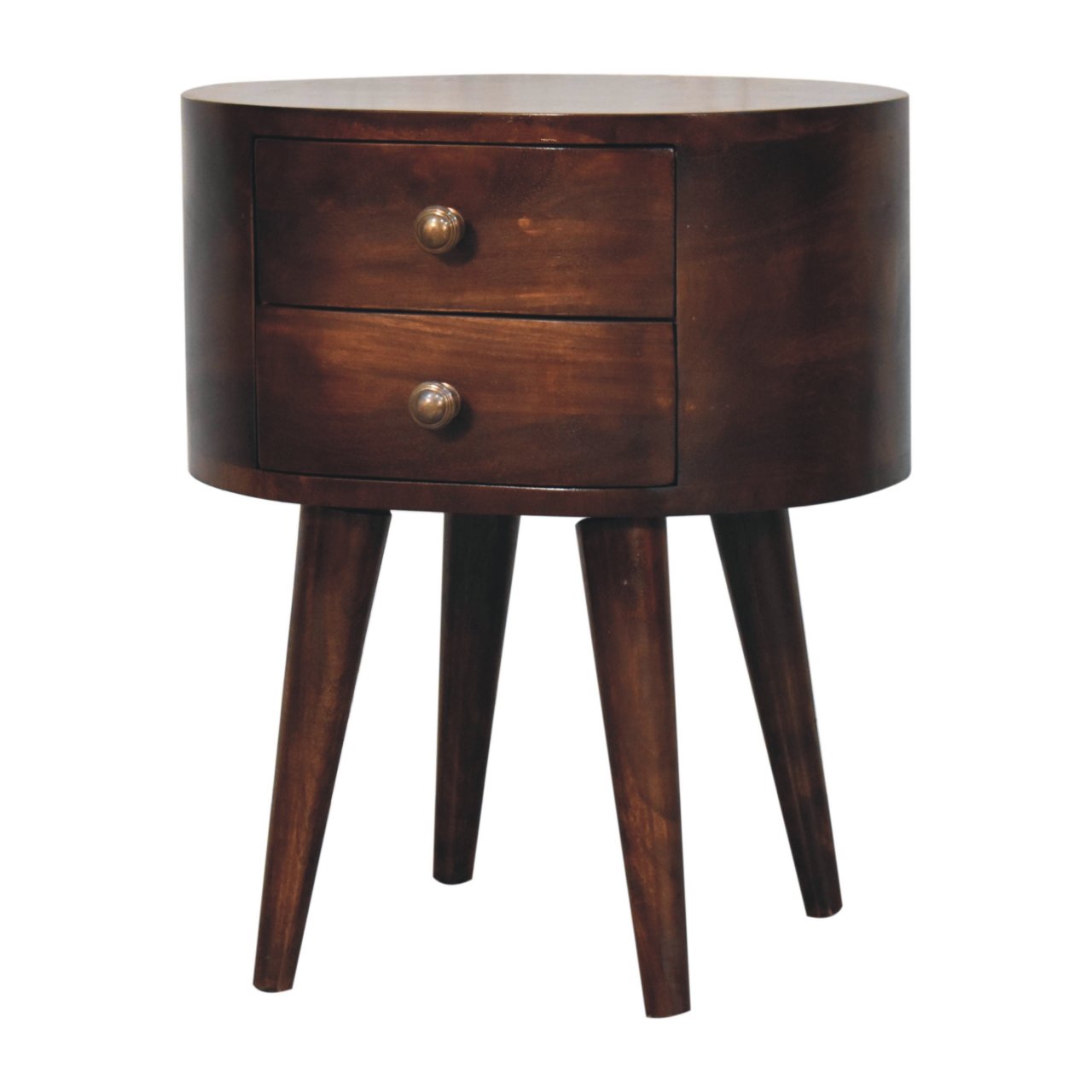 California Walnut Rounded Bedside Table - Image 4