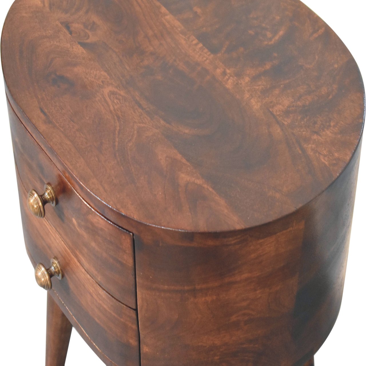 California Walnut Rounded Bedside Table - Image 6