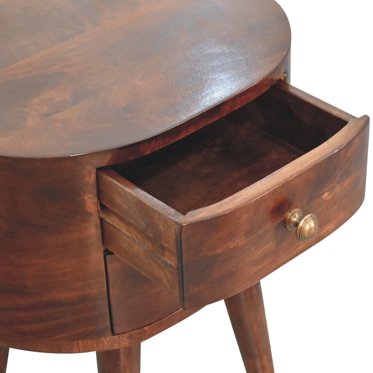 California Walnut Rounded Bedside Table - Image 7