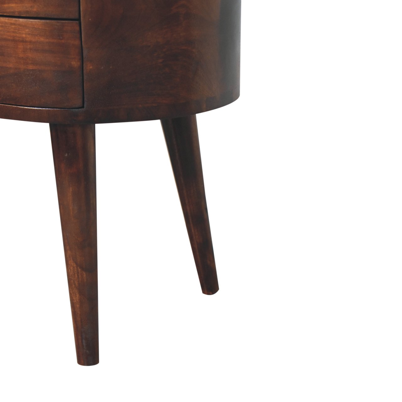 California Walnut Rounded Bedside Table - Image 8