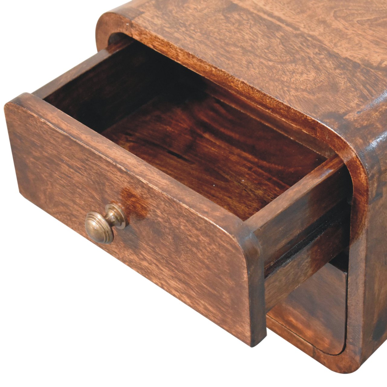 Mini Curved California Walnut Wall Mounted Bedside - Image 7