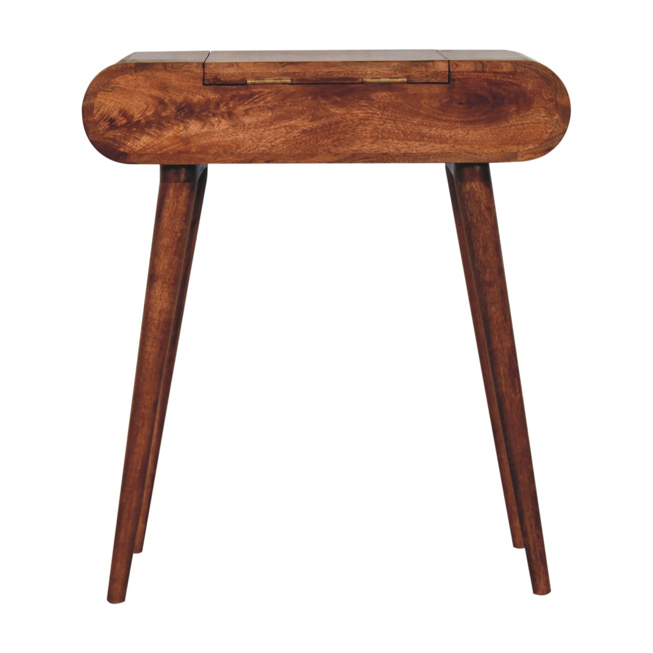 Mini Honey Caramel Dressing Table with Foldable Mirror - Image 10