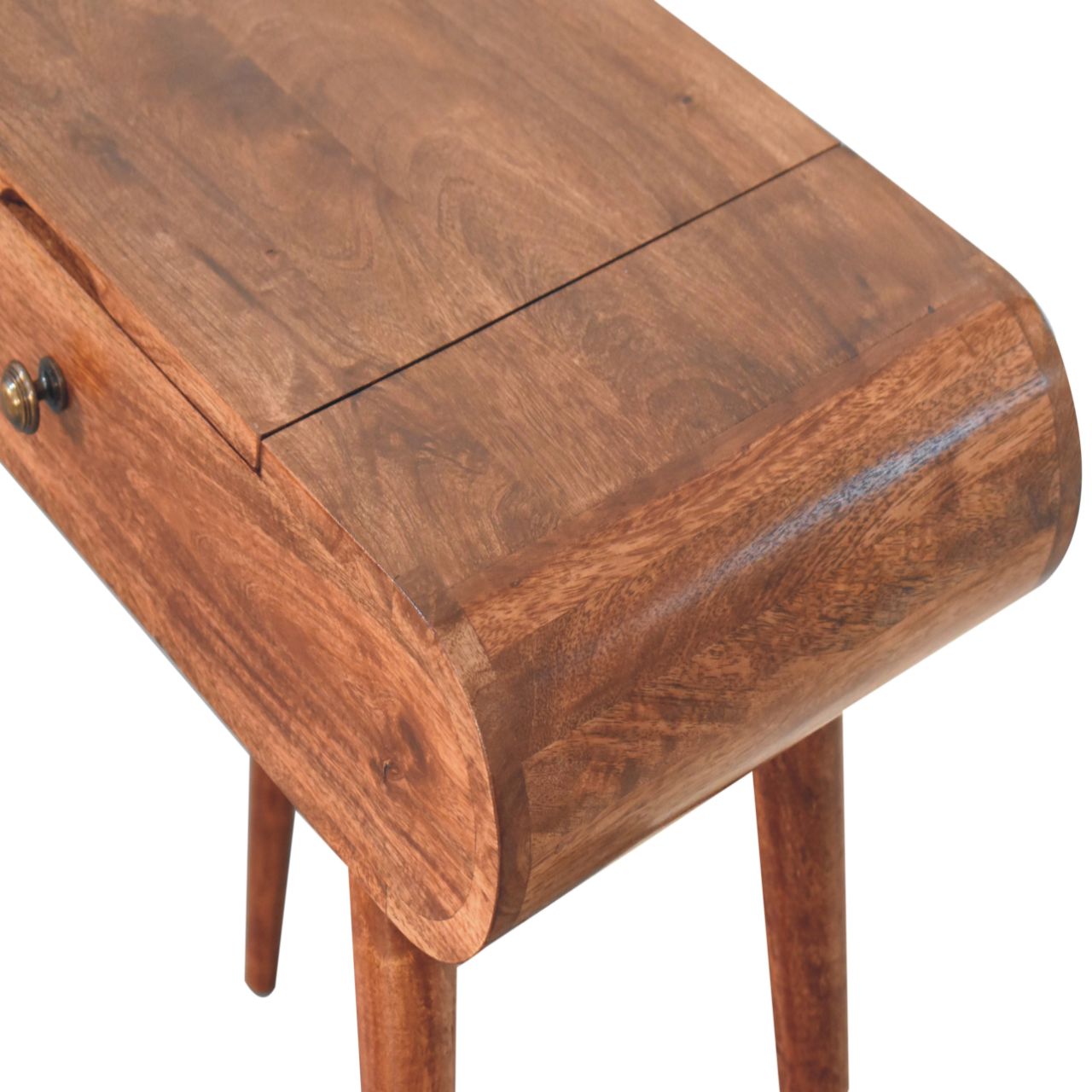 Mini Honey Caramel Dressing Table with Foldable Mirror - Image 5