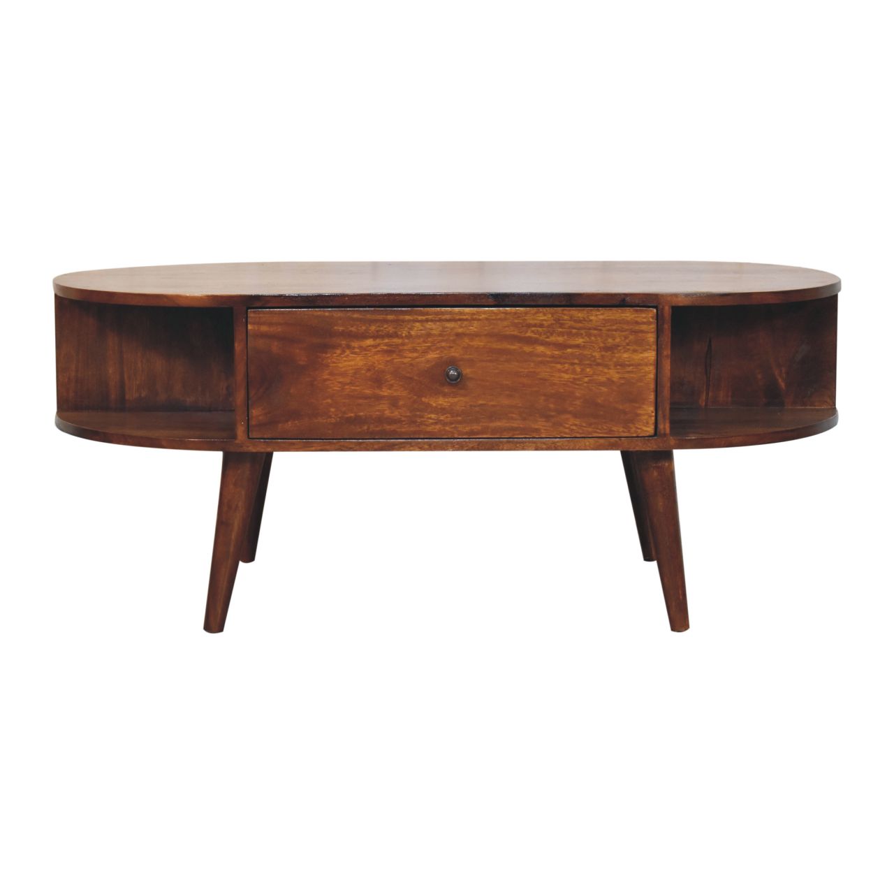 Chestnut Oval Coffee Table with 2 Drawers - Image 2