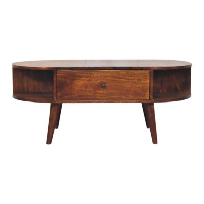 Chestnut Oval Coffee Table with 2 Drawers