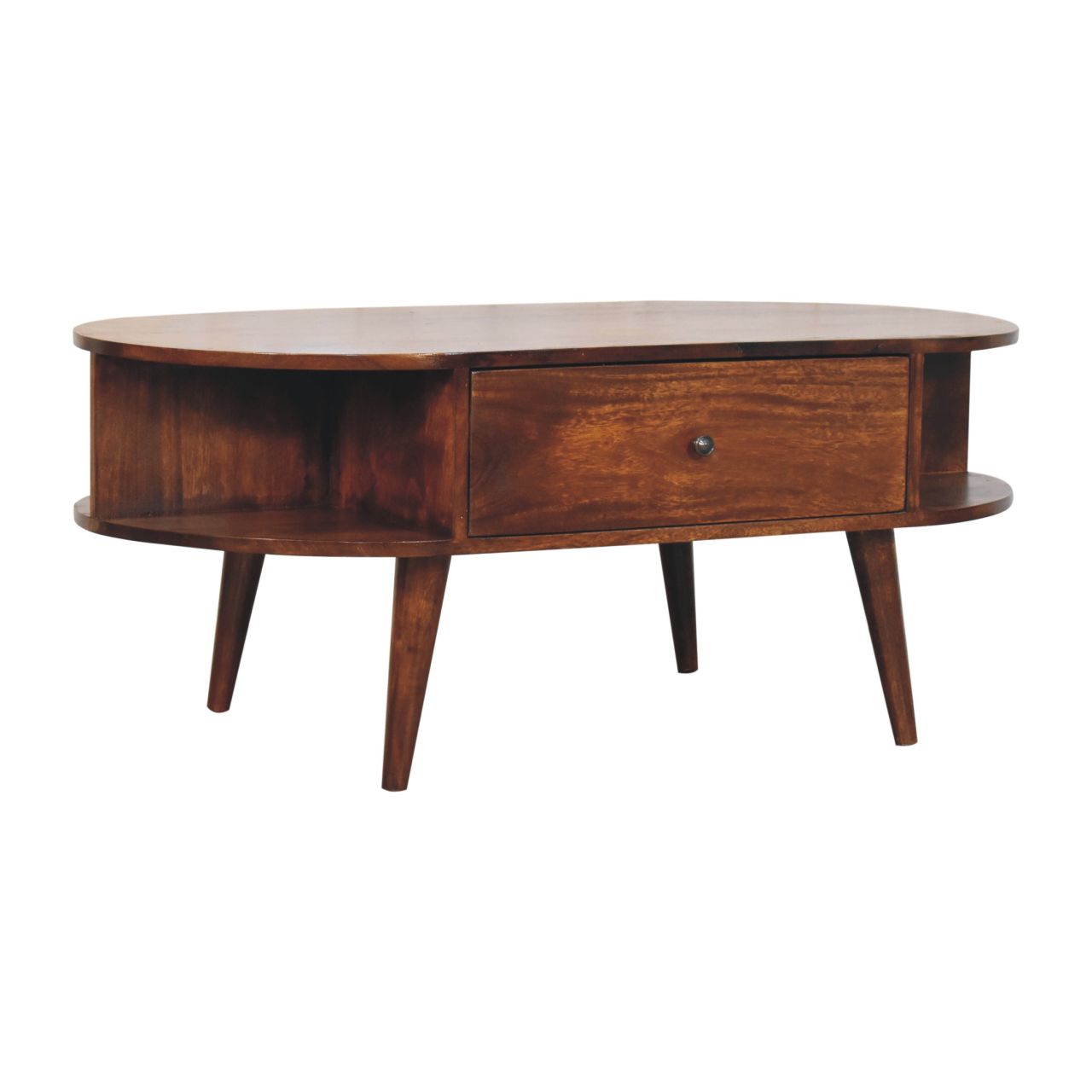 Chestnut Oval Coffee Table with 2 Drawers - Image 3