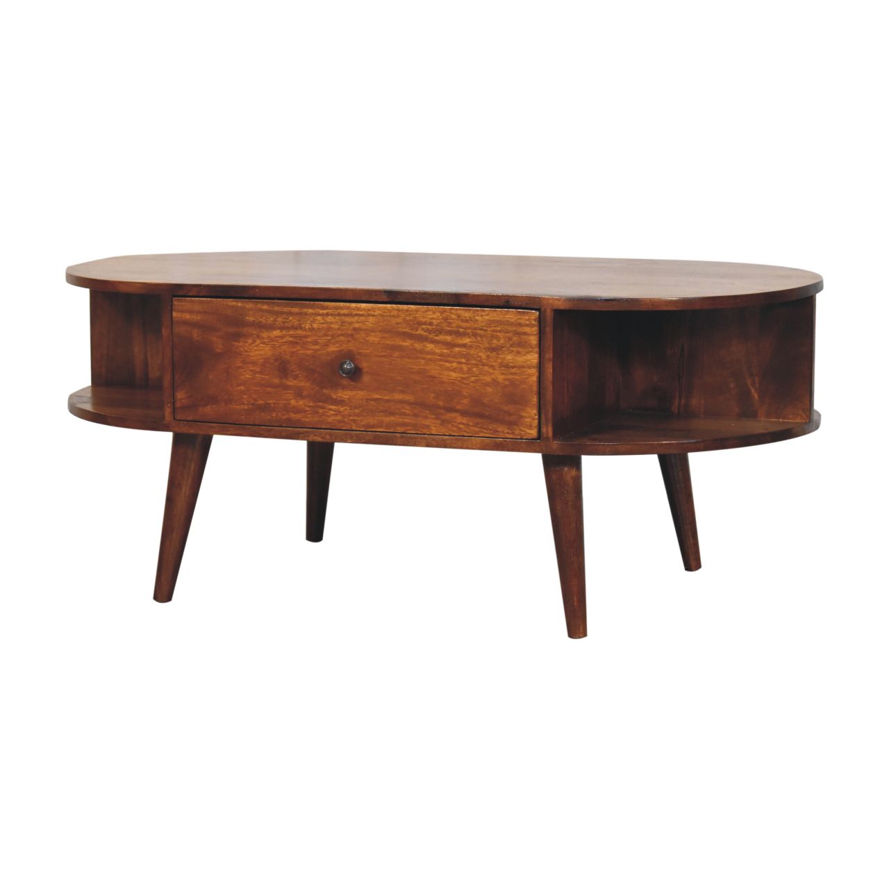 Chestnut Oval Coffee Table with 2 Drawers - Image 4
