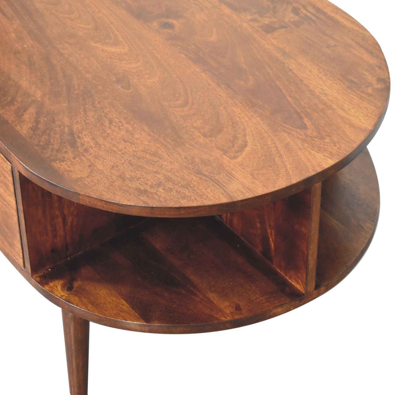 Chestnut Oval Coffee Table with 2 Drawers - Image 6