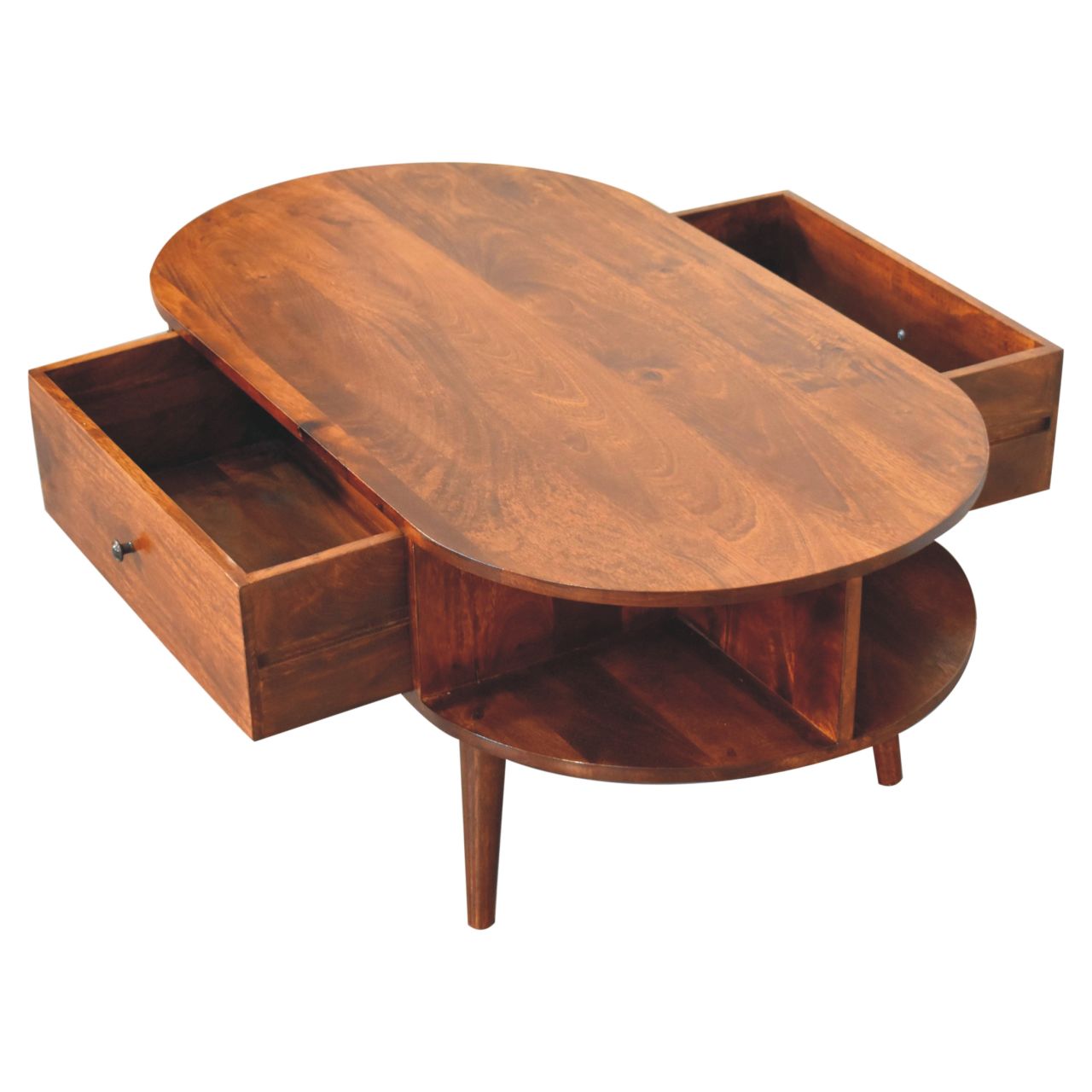 Chestnut Oval Coffee Table with 2 Drawers - Image 7