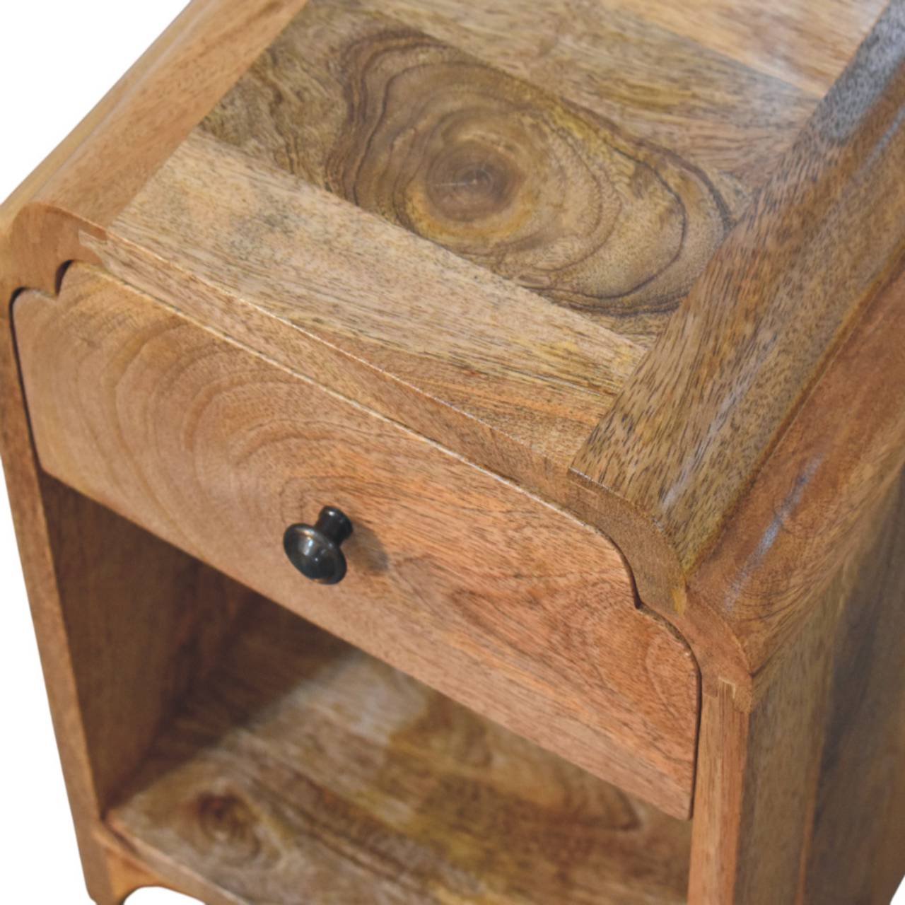 Newton Mini Oak-ish Nightstand with a drawer and open shelf - Image 5