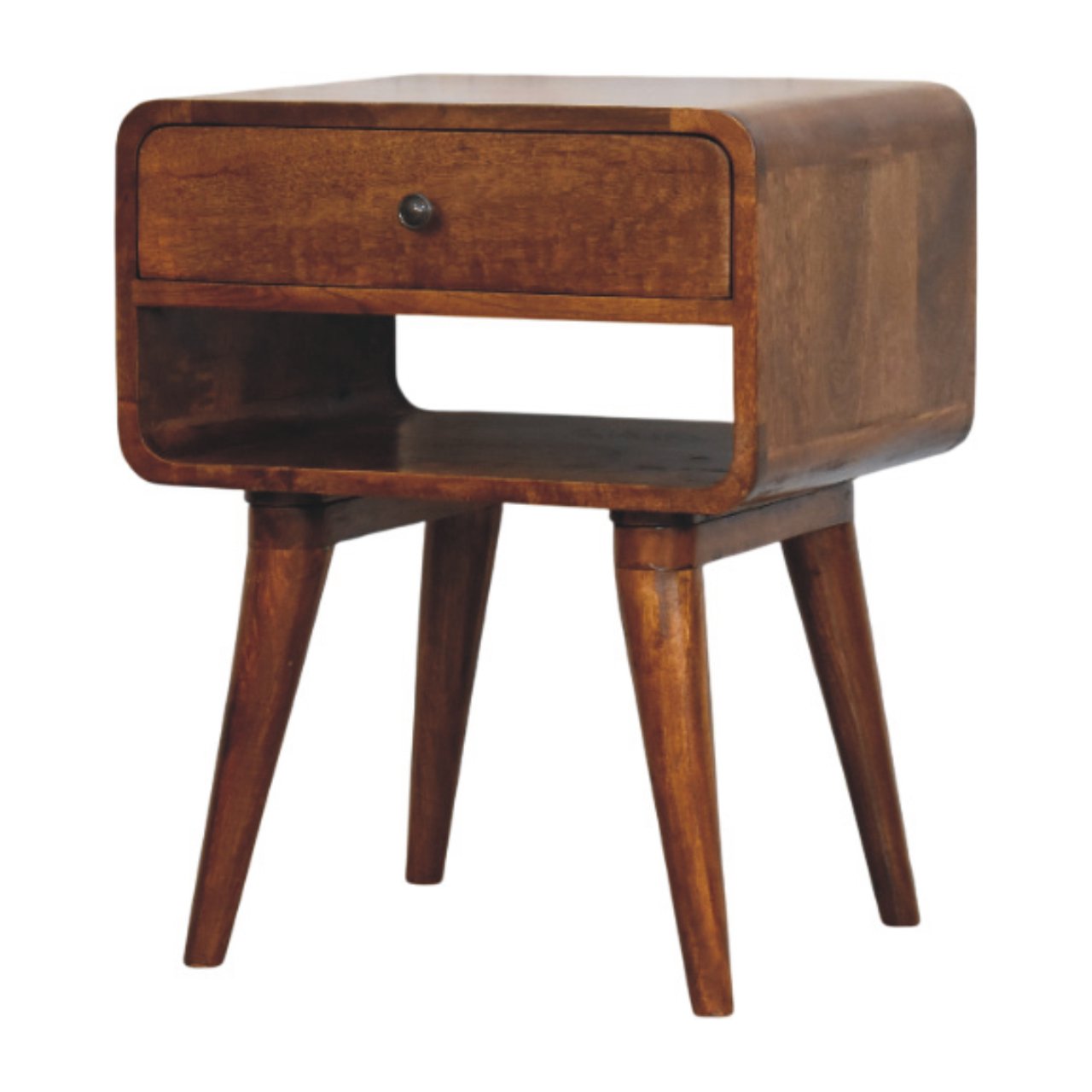 Avora Chestnut Nightstand with Drawer and open slot - Image 3
