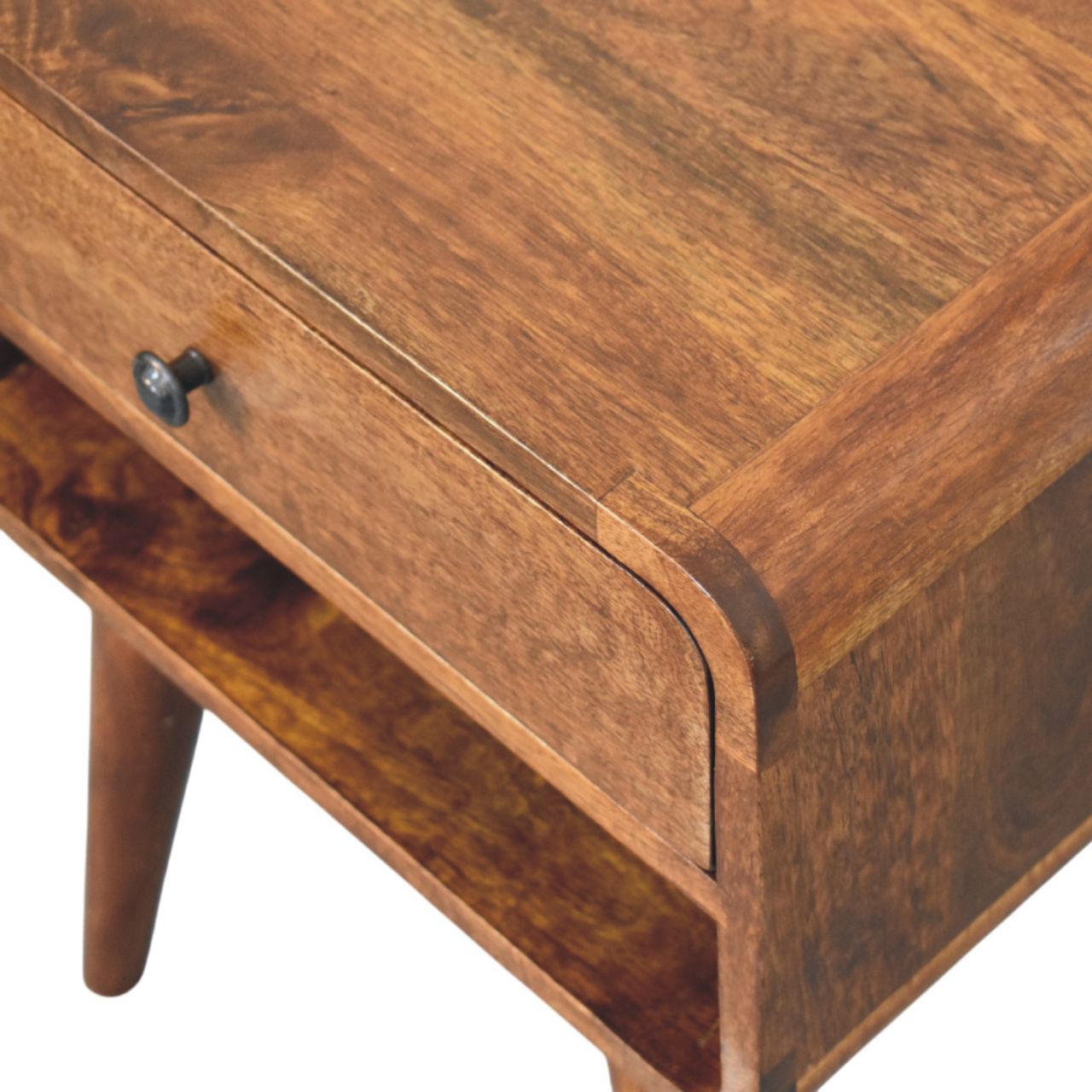 Avora Chestnut Nightstand with Drawer and open slot - Image 6