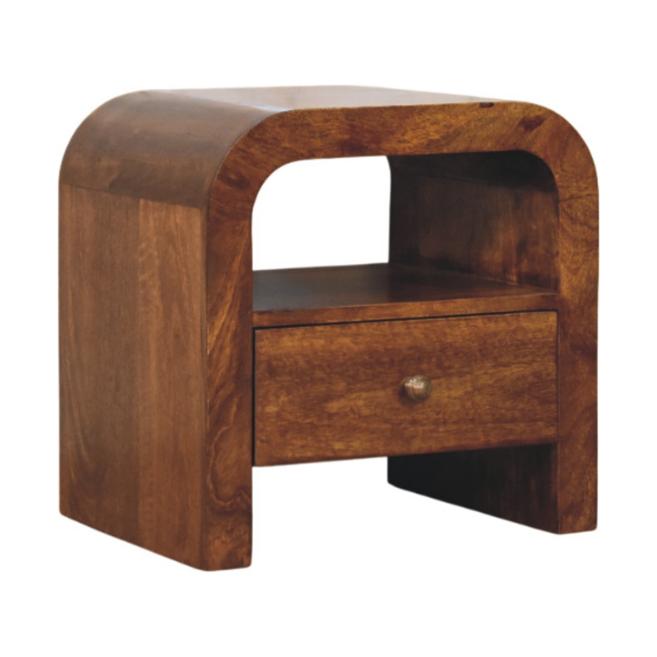 Darcy Chestnut Nightstand with Drawer and open shelf - Image 3