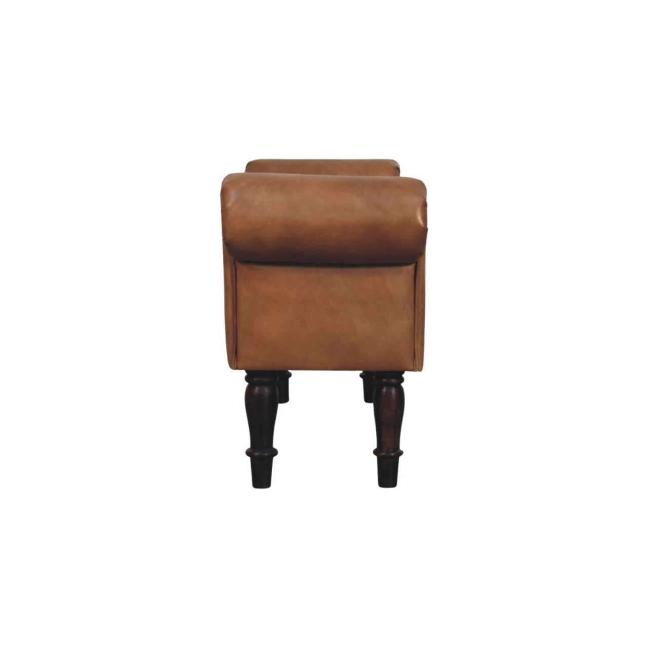 Brown Buffalo Leather Rolled Arms Bench - Image 9