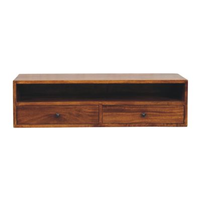 Lunar 2 Drawer Chestnut Wall Mounted Media Unit