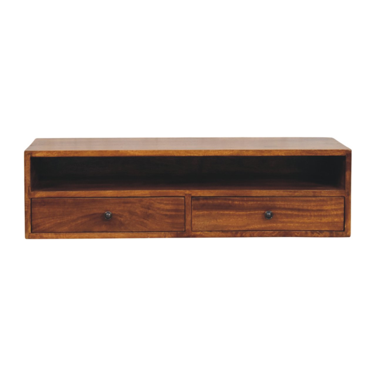 Lunar 2 Drawer Chestnut Wall Mounted Media Unit