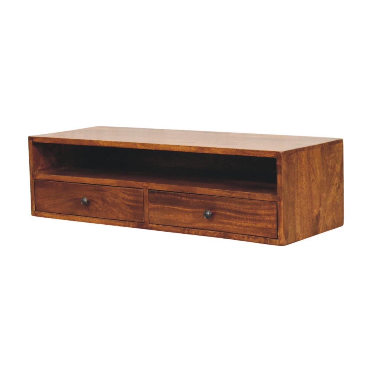 Lunar 2 Drawer Chestnut Wall Mounted Media Unit - Image 2