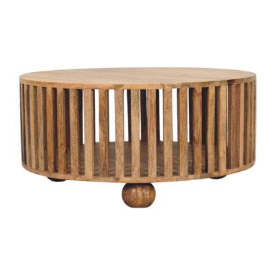 Slatted Round Oak-ish Coffee Table