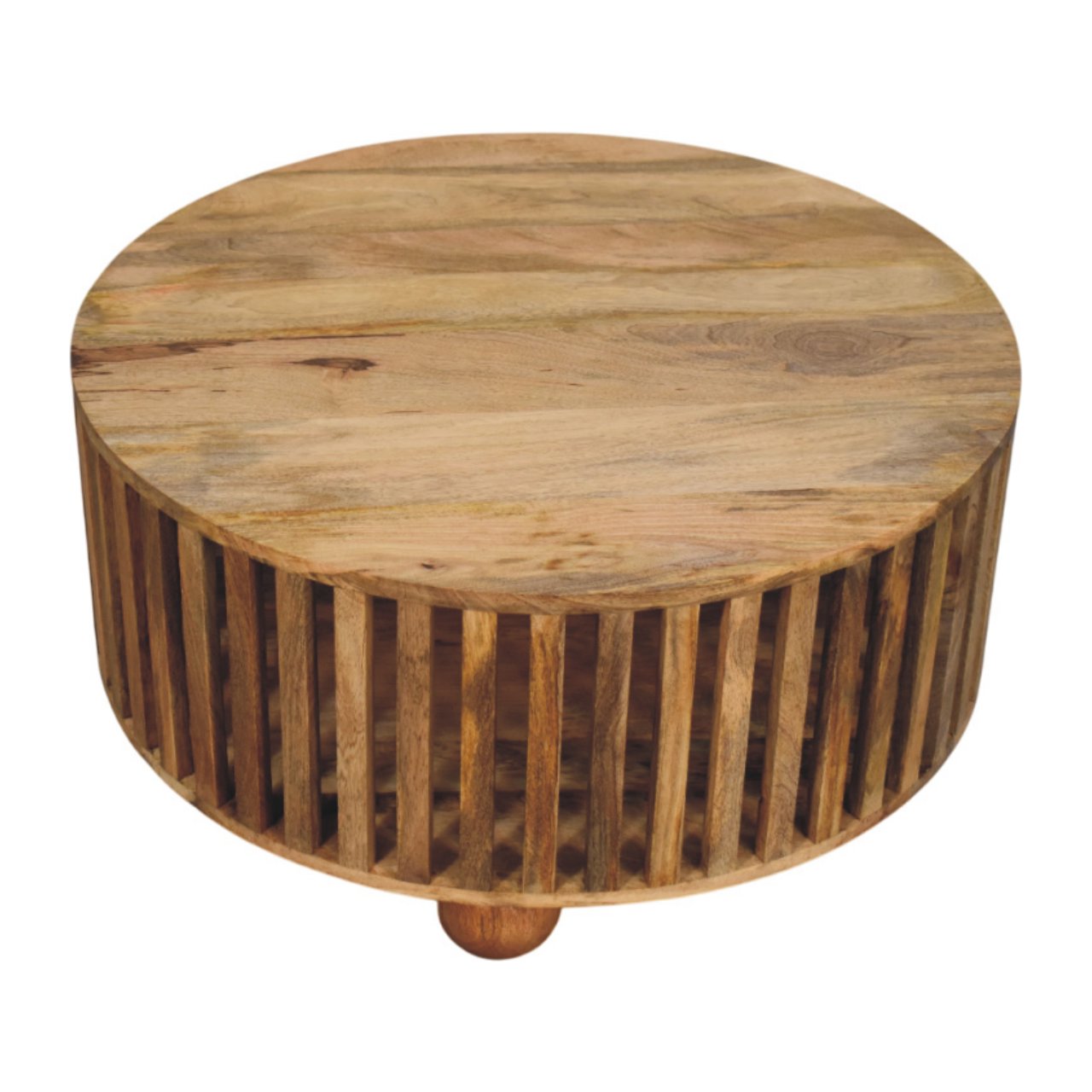 Slatted Round Oak-ish Coffee Table - Image 4