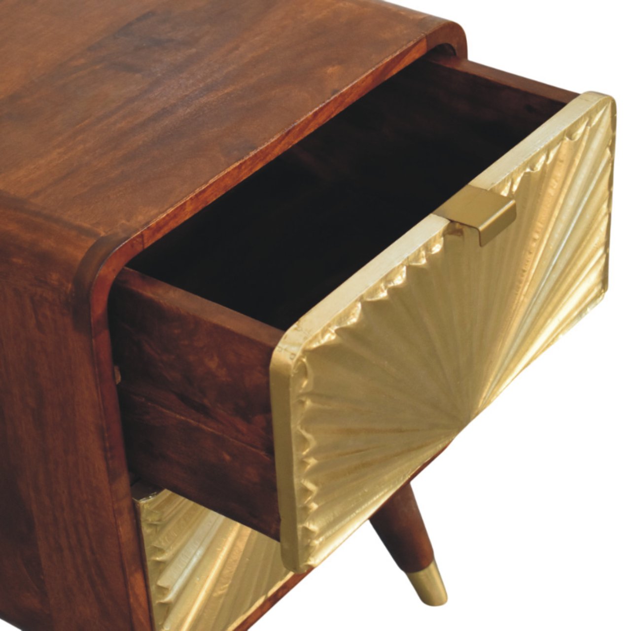 Avora Brass Embossed 2 Drawer Chestnut Nightstand - Image 6