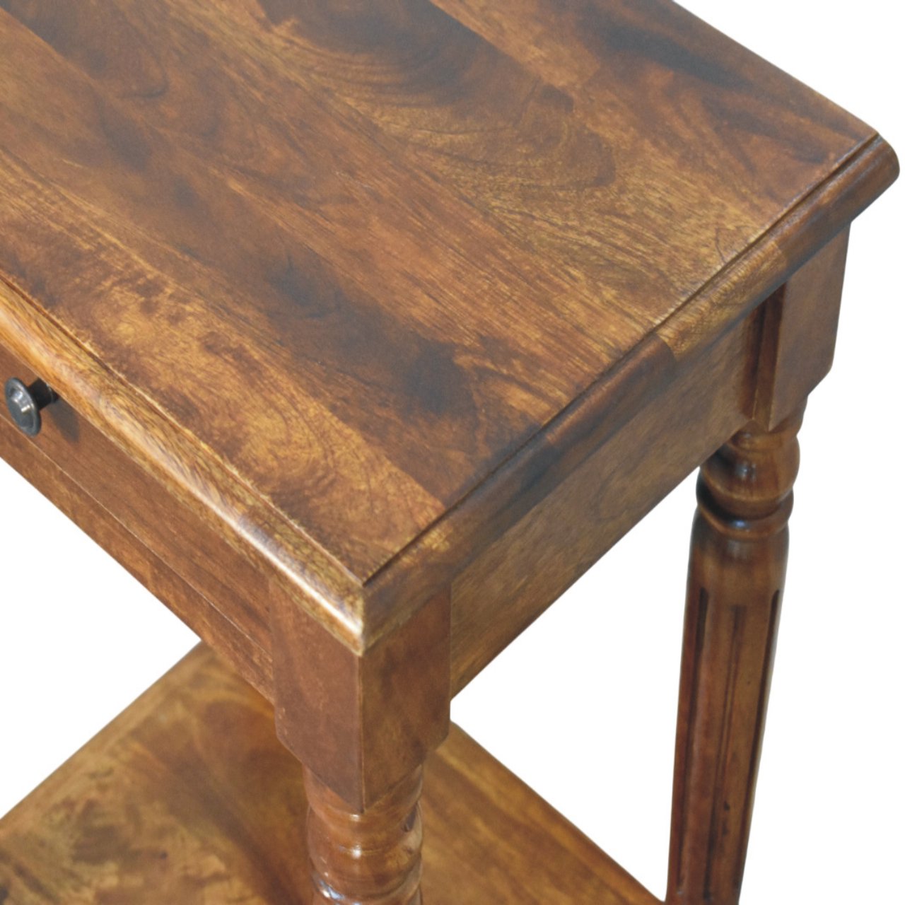Turned Legs Chestnut 1 Drawer Side Table - Image 5